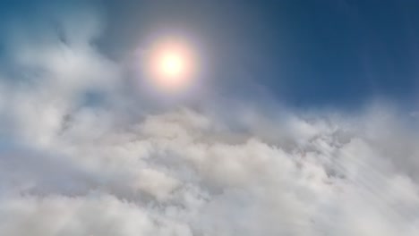 Fliegen-über-Wolken-Sonne-Flugzeug-Schweben-Fliegen-Himmel-Stratosphäre-4k